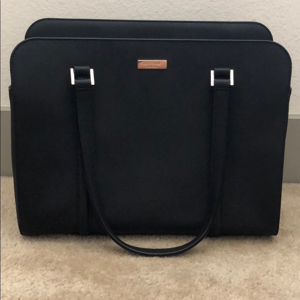 Black leather Kate Spade tote